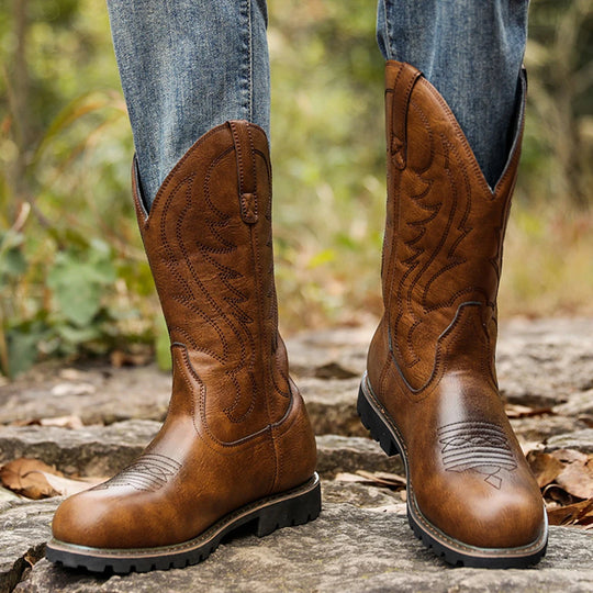 Bottes Hiver Homme Western Cuir Vintage 5
