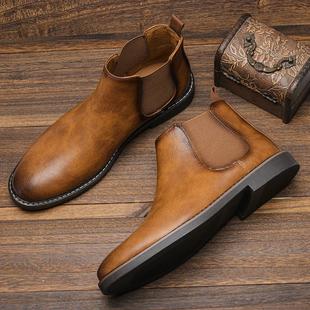 Bottes Homme Chelsea Confortables en Cuir Rétro pour Un Style Décontracté 10