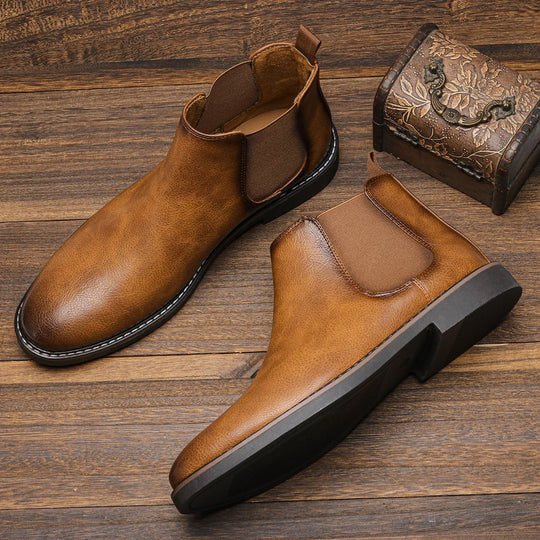 Bottes Homme Chelsea Confortables en Cuir Rétro pour Un Style Décontracté 10