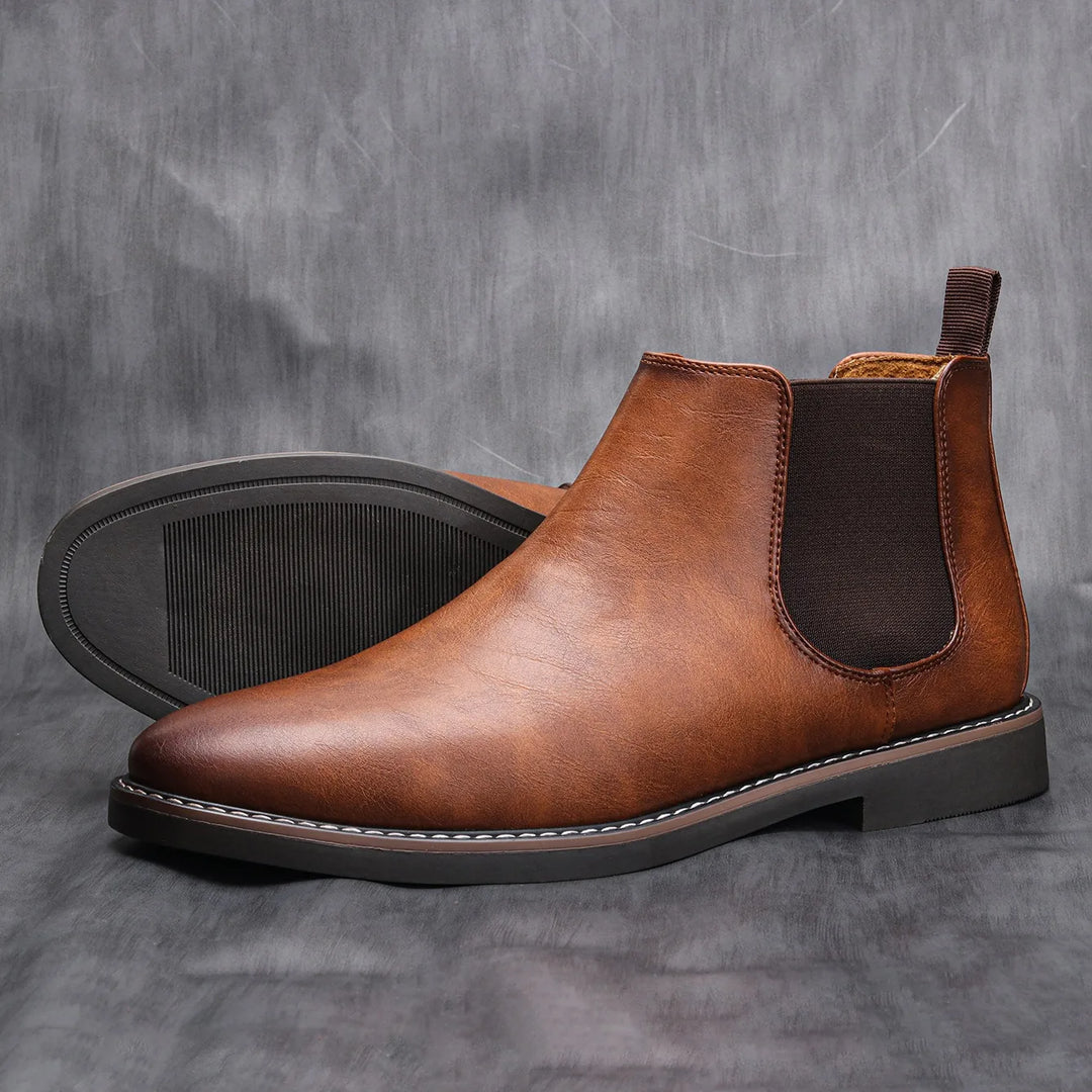 Bottes Homme Chelsea Confortables en Cuir Rétro pour Un Style Décontracté 2