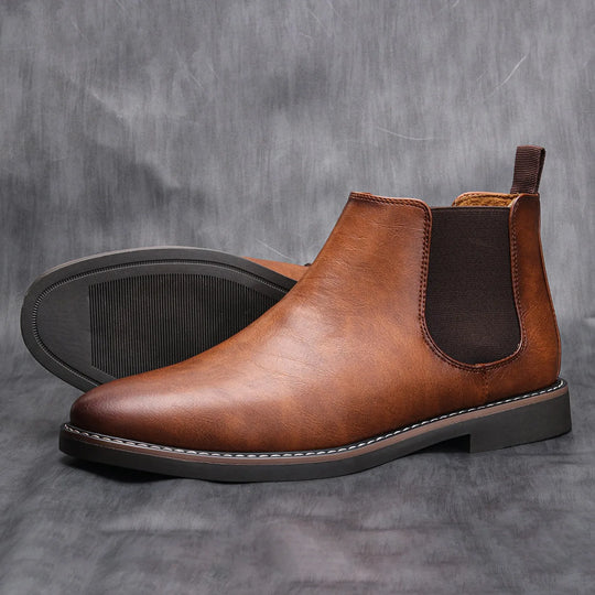 Bottes Homme Chelsea Confortables en Cuir Rétro pour Un Style Décontracté 2