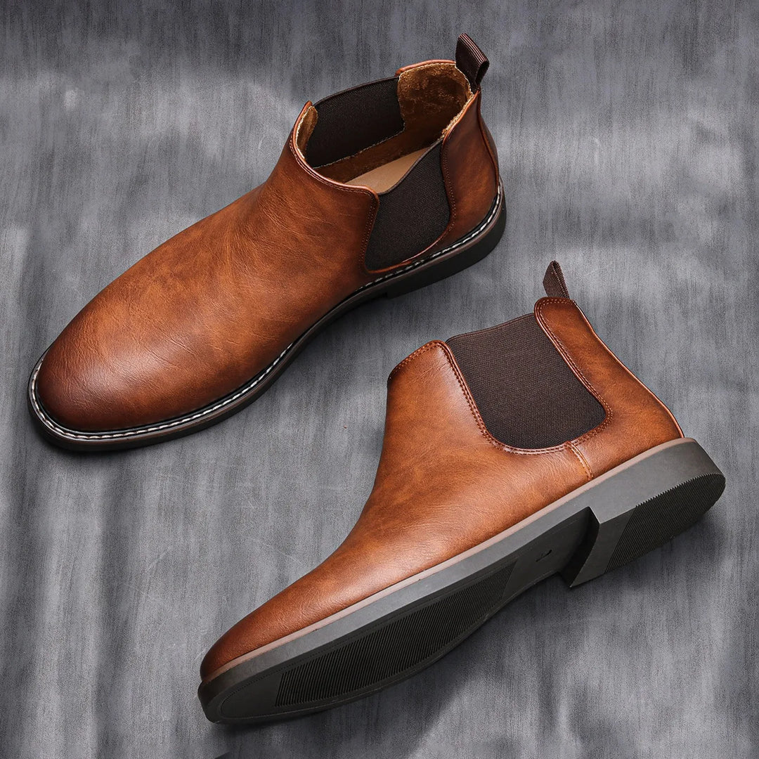 Bottes Homme Chelsea Confortables en Cuir Rétro pour Un Style Décontracté 3