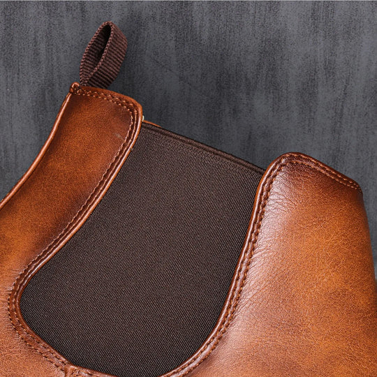 Bottes Homme Chelsea Confortables en Cuir Rétro pour Un Style Décontracté 4