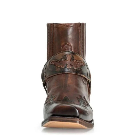 Bottes Homme Courtes Cuir Vintage avec Broderie 3