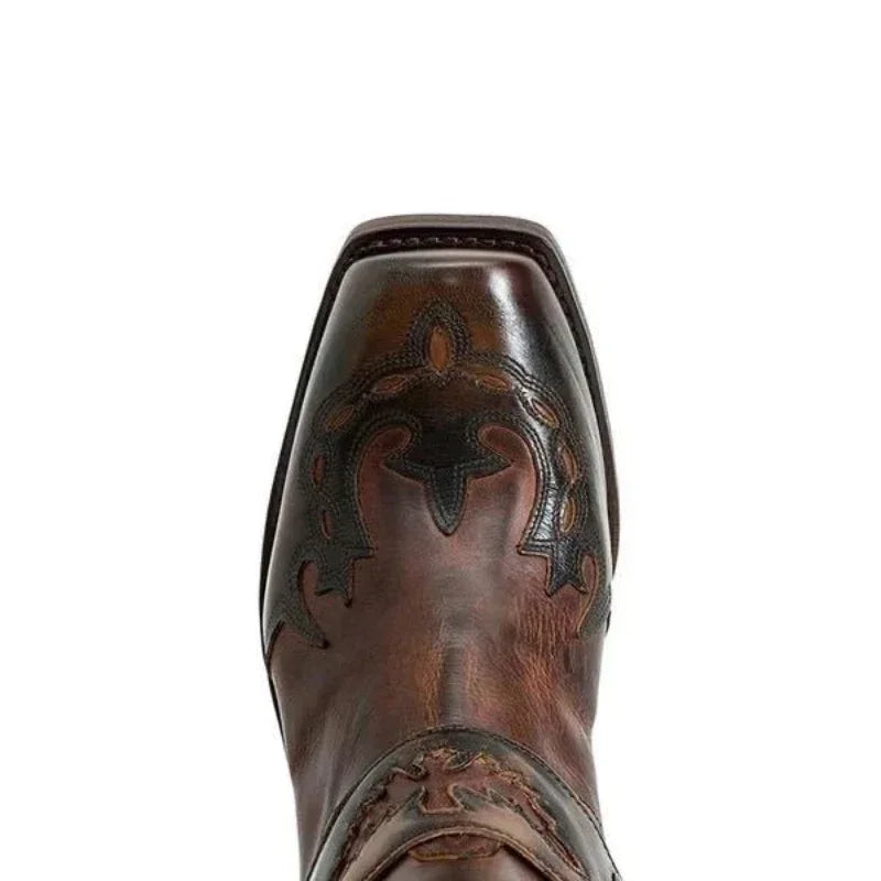 Bottes Homme Courtes Cuir Vintage avec Broderie 5