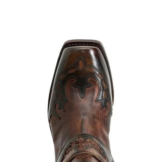 Bottes Homme Courtes Cuir Vintage avec Broderie 5