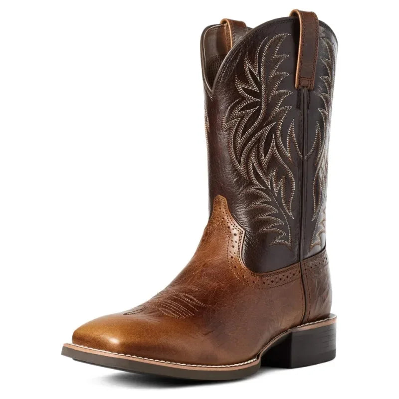 Bottes Homme Hautes en Cuir Brodées Style Western 0