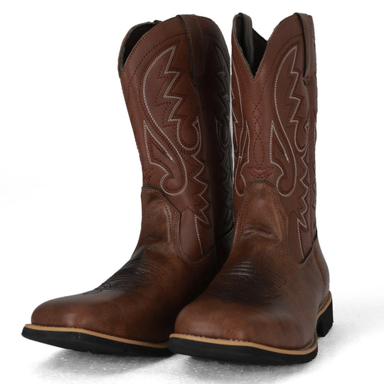 Bottes Homme Rétro en Denim avec Broderies et Semelles en Caoutchouc 0