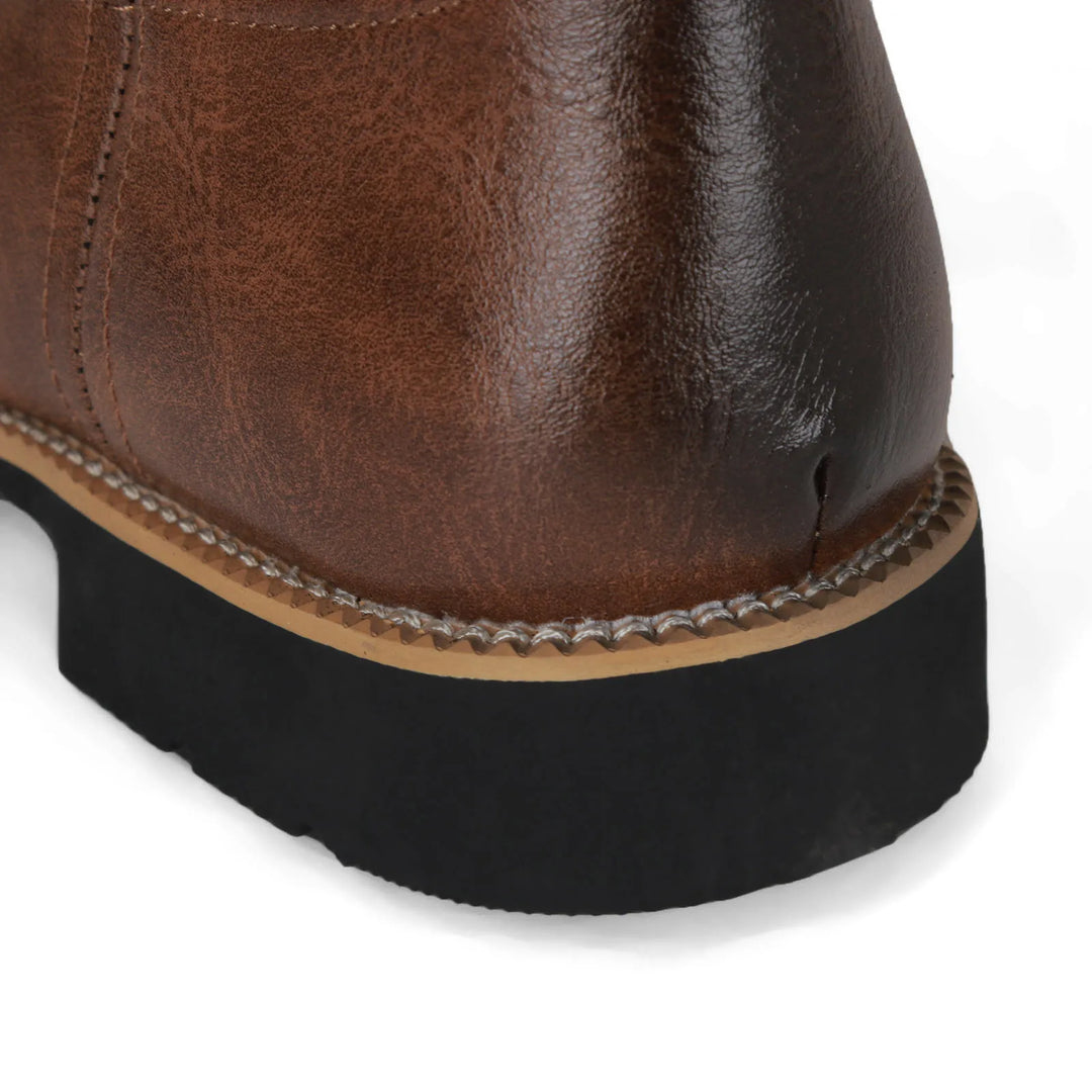 Bottes Homme Rétro en Denim avec Broderies et Semelles en Caoutchouc 4