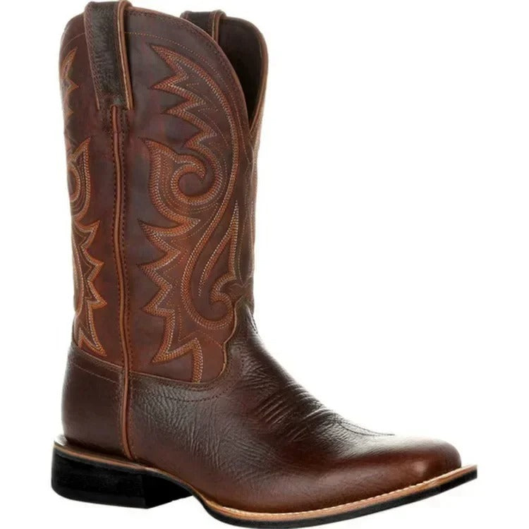 Bottes Homme Santiags Mi-Mollet avec Motif Totem 0