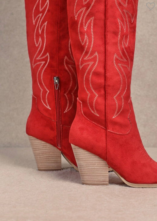 Bottes Western Femme Genou Rouge 1