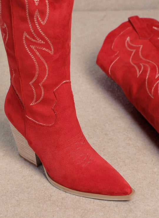 Bottes Western Femme Genou Rouge 3