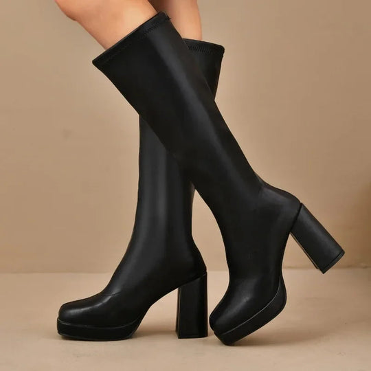 Bottes au-dessus du genou pour femmes à talon épais 2
