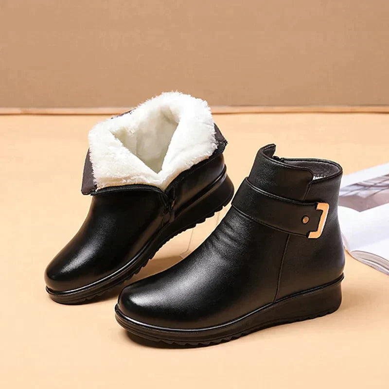 Bottes d'hiver pour femmes en cuir avec fermeture éclair 2