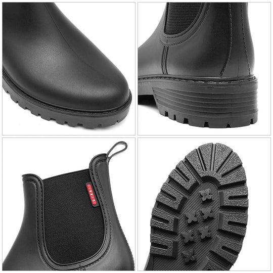 Bottes de Pluie Femme Chelsea Imperméables avec Semelle Antidérapante 4