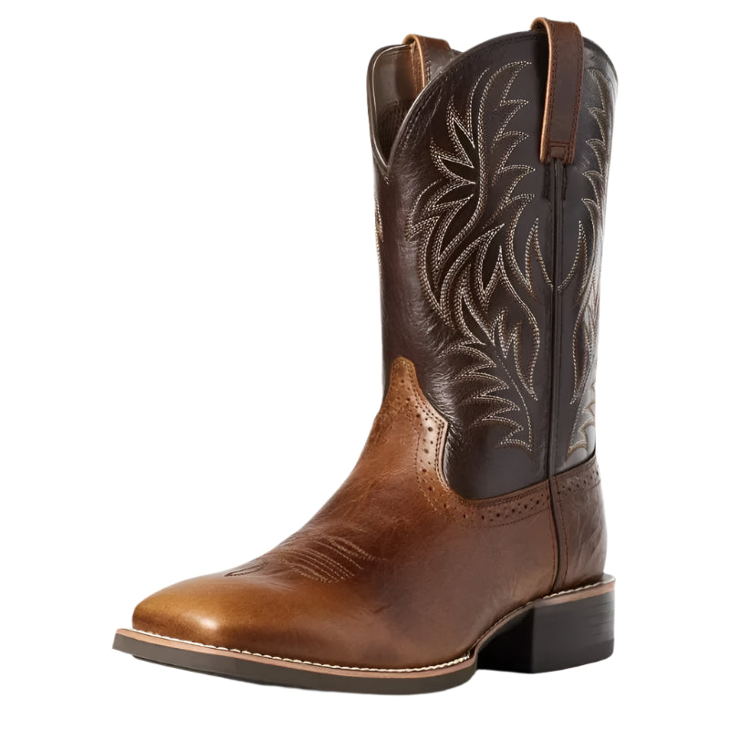 Bottes hautes pour homme style rétro, faites main en similicuir avec broderie 1