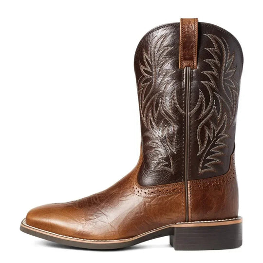Bottes hautes pour homme style rétro, faites main en similicuir avec broderie 3
