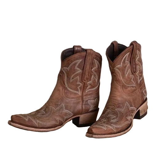 Bottines Cowboy Mi-Montantes Brodées pour Femmes 0