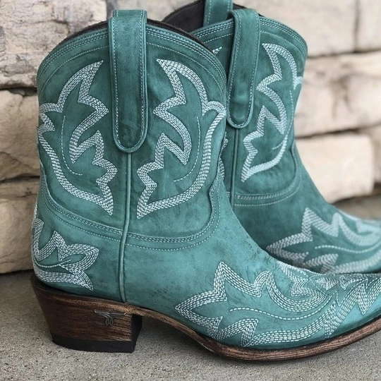 Bottines Cowboy Mi-Montantes Brodées pour Femmes 5