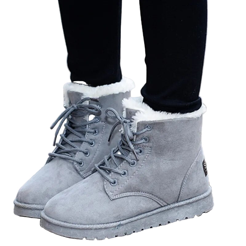 Bottines Noires Femme à Lacets Doublure Chaude Semelle Antidérapante 0