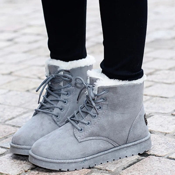 Bottines Noires Femme à Lacets Doublure Chaude Semelle Antidérapante 1