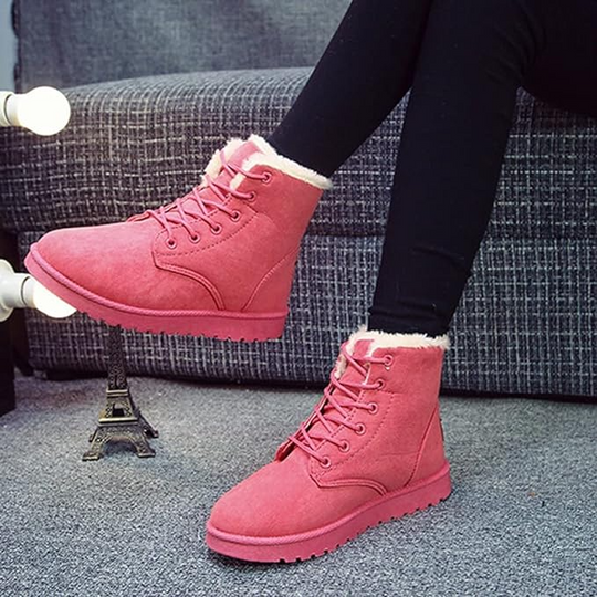 Bottines Noires Femme à Lacets Doublure Chaude Semelle Antidérapante 4