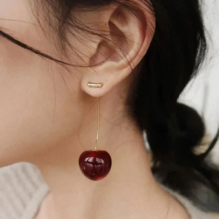 Boucles D'oreilles Femme Cerise Rouge Créatives 0
