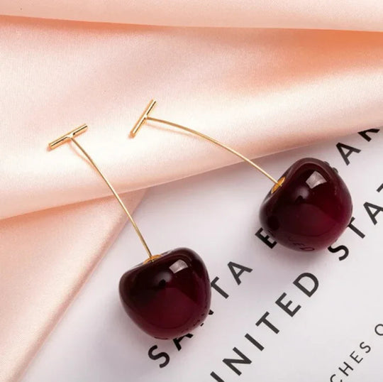 Boucles D'oreilles Femme Cerise Rouge Créatives 1