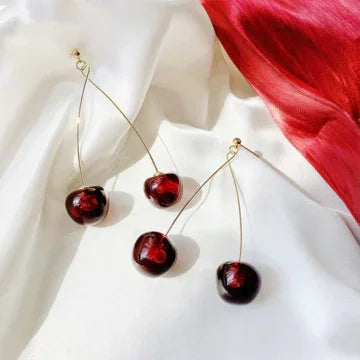 Boucles D'oreilles Femme Cerise Rouge Créatives 3