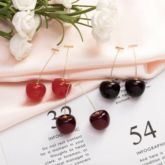 Boucles D'oreilles Femme Cerise Rouge Créatives 4