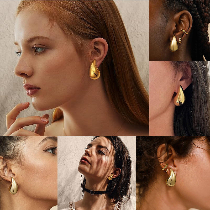 Boucles D'oreilles Pendantes Femme Forme De Larme Brillantes 3