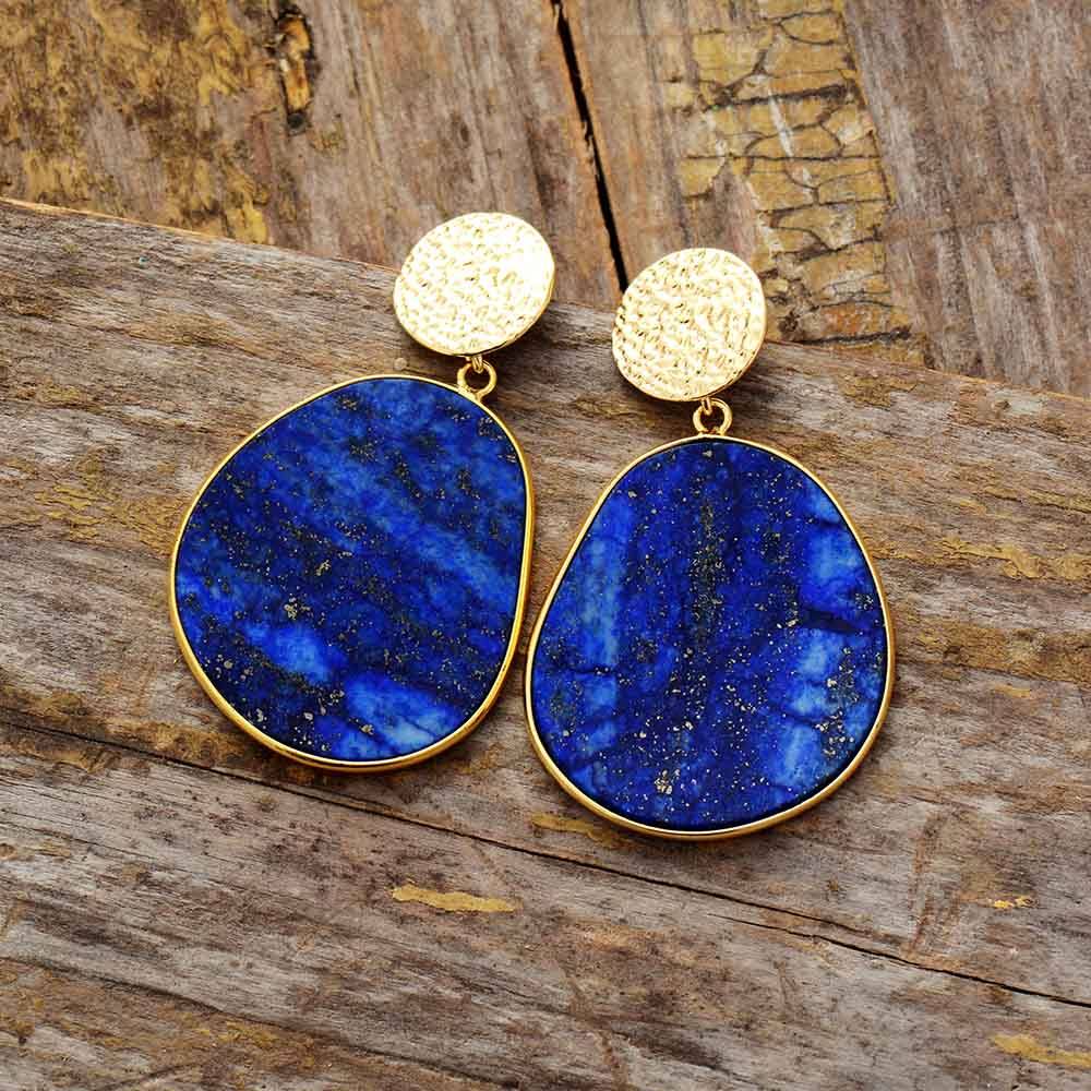 Boucles d'Oreilles Femme Artisanales en Lapis 1
