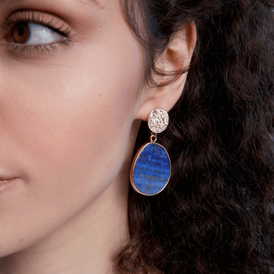 Boucles d'Oreilles Femme Artisanales en Lapis 2
