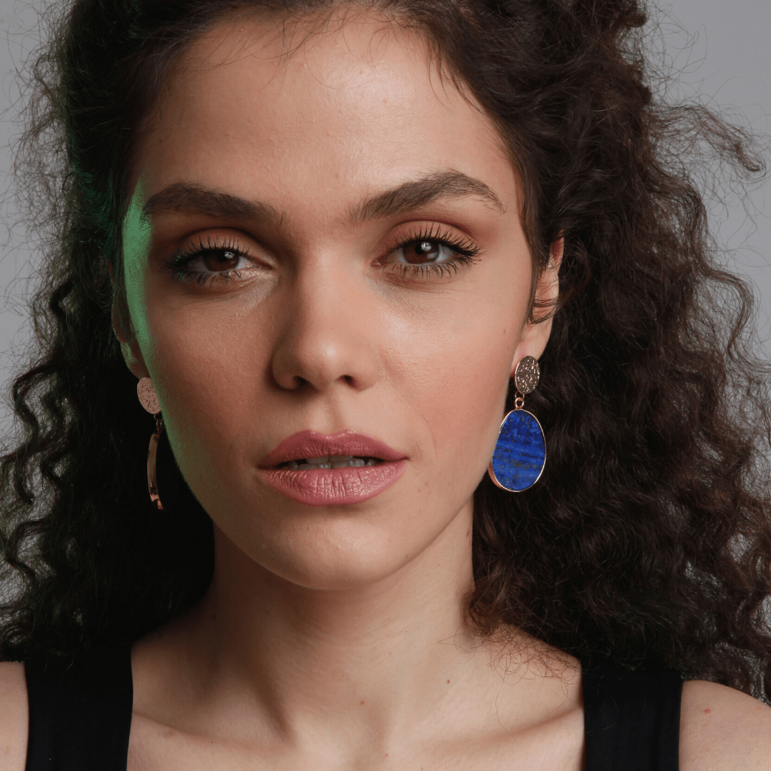 Boucles d'Oreilles Femme Artisanales en Lapis 3