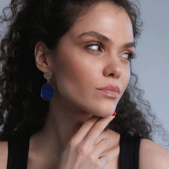 Boucles d'Oreilles Femme Artisanales en Lapis 4