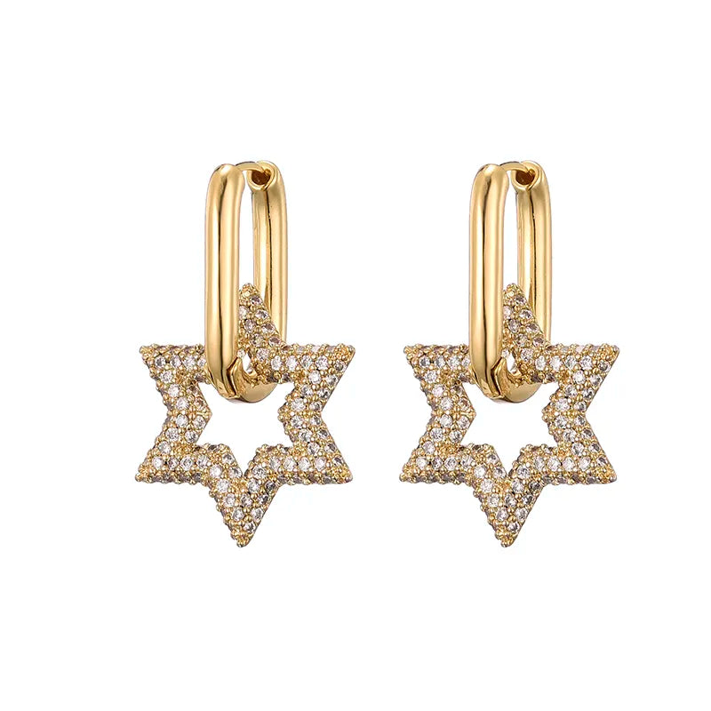 Boucles d'oreilles créoles étoilées pour femme 1
