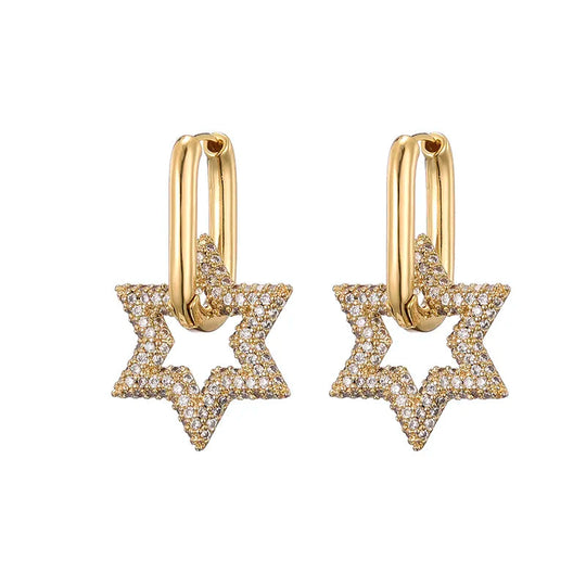 Boucles d'oreilles créoles étoilées pour femme 1