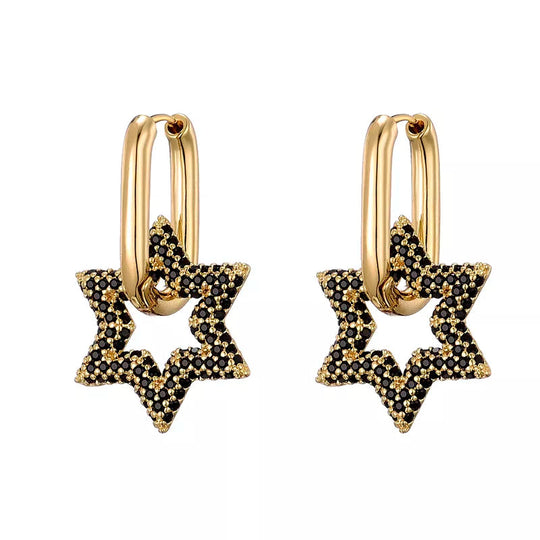 Boucles d'oreilles créoles étoilées pour femme 2