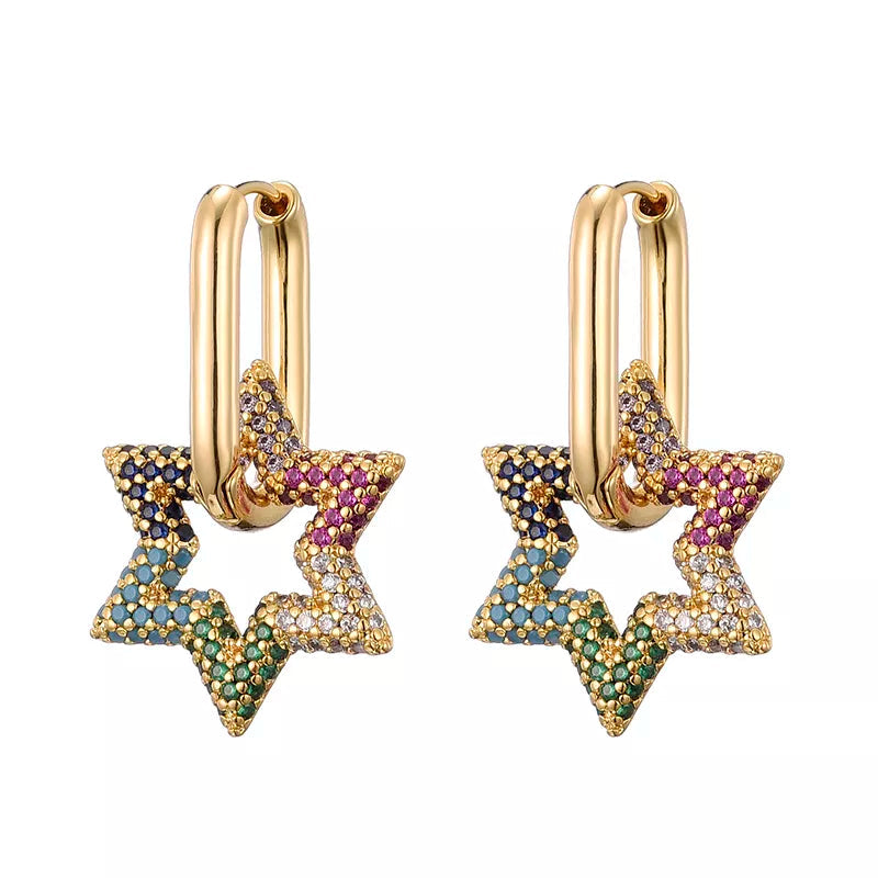 Boucles d'oreilles créoles étoilées pour femme 3