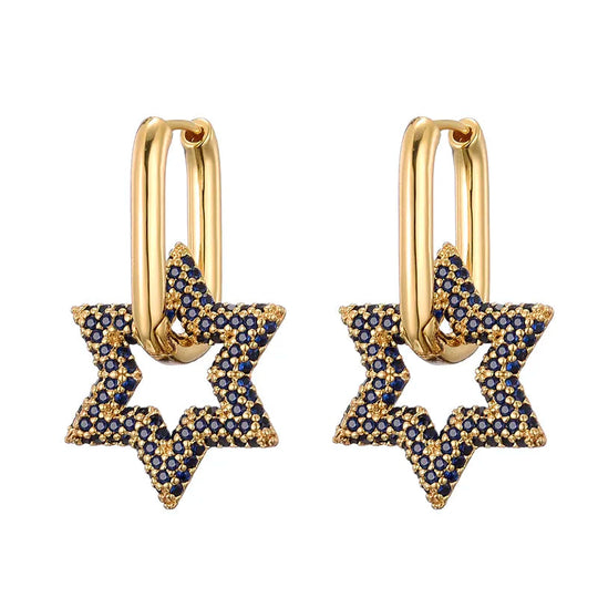 Boucles d'oreilles créoles étoilées pour femme 4