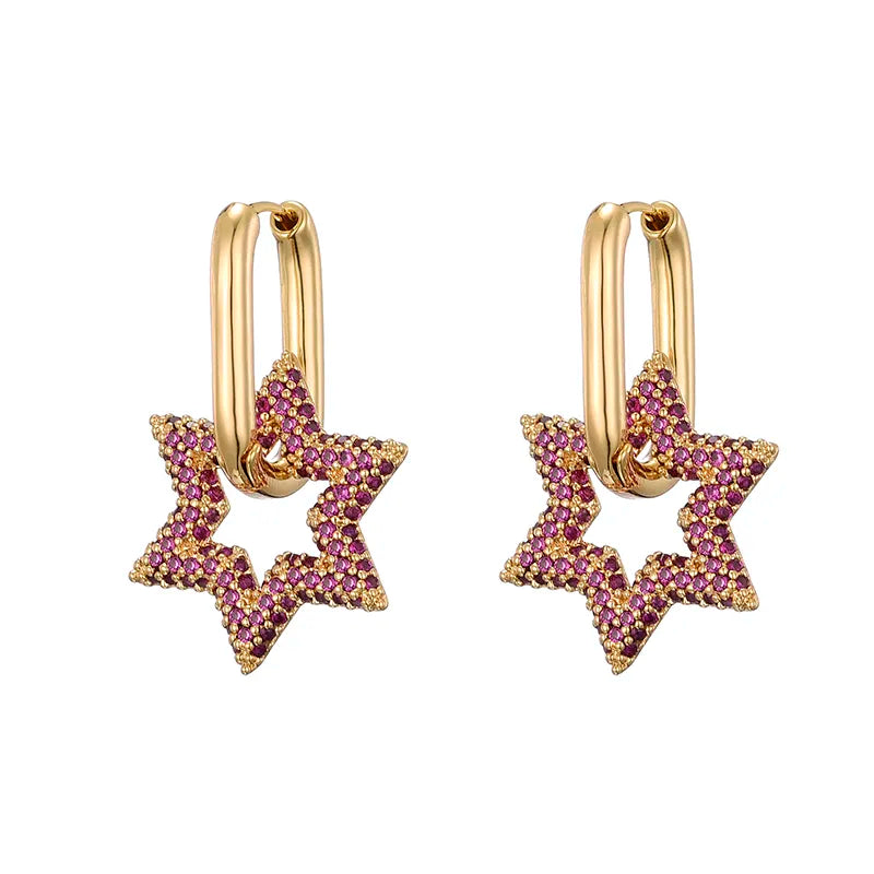 Boucles d'oreilles créoles étoilées pour femme 5