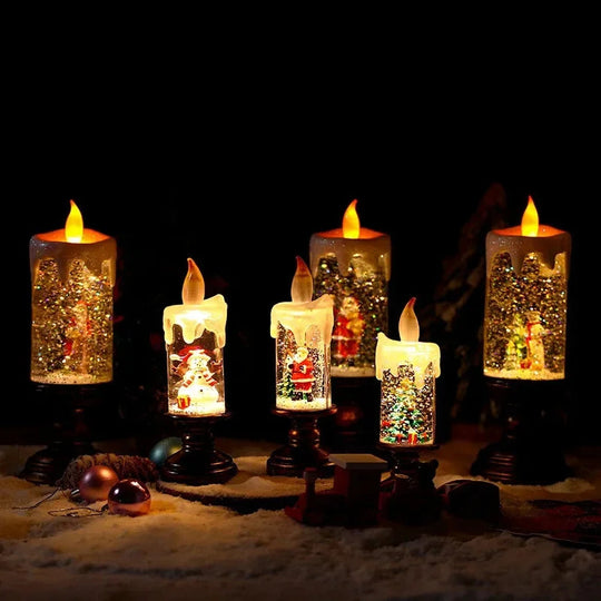Bougie de Noël Décorative avec Effet Neige 1