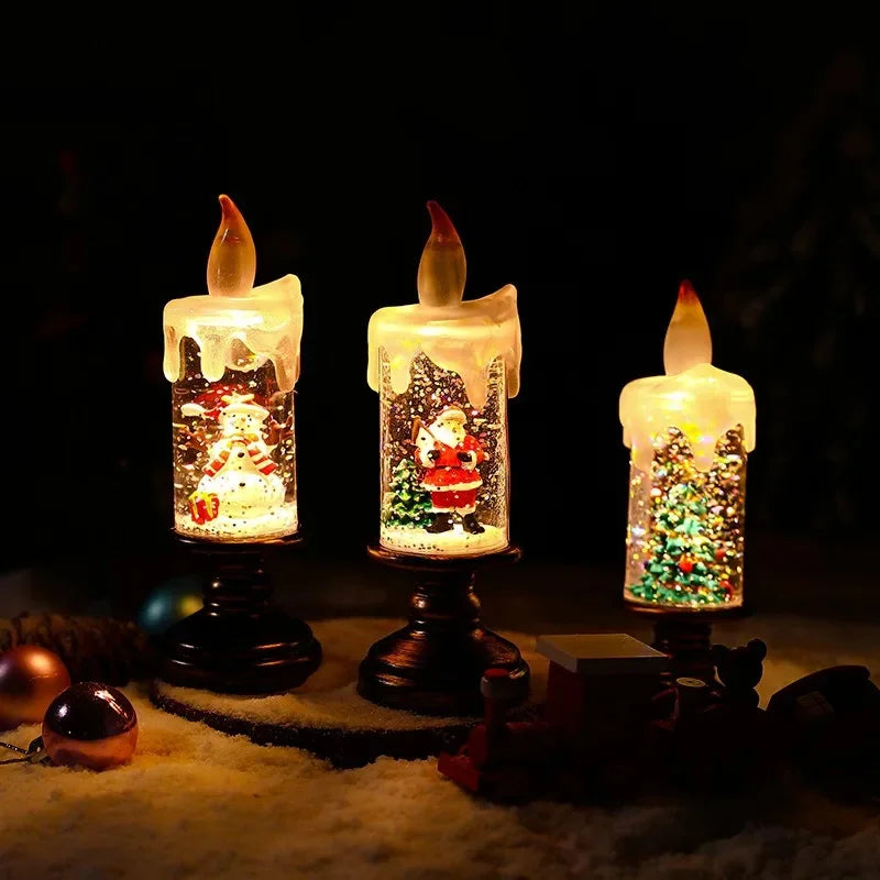 Bougie de Noël Décorative avec Effet Neige 2