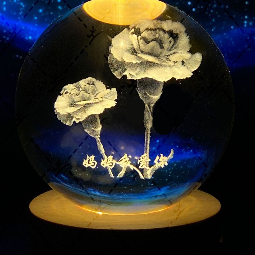 Boule de Cristal Lumineuse en Forme de Lune 40