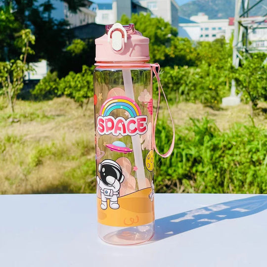 Bouteille d'Eau Femme Pratique et Tendance 500 ml avec Paille Intégrée 0