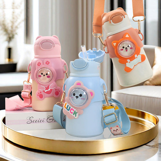 Bouteille d'Eau Unisexe Pratique avec Motif Animal et Ouverture Rabattable 1