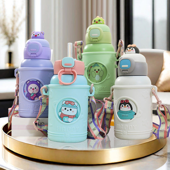Bouteille d'Eau Unisexe Pratique avec Motif Animal et Ouverture Rabattable 2