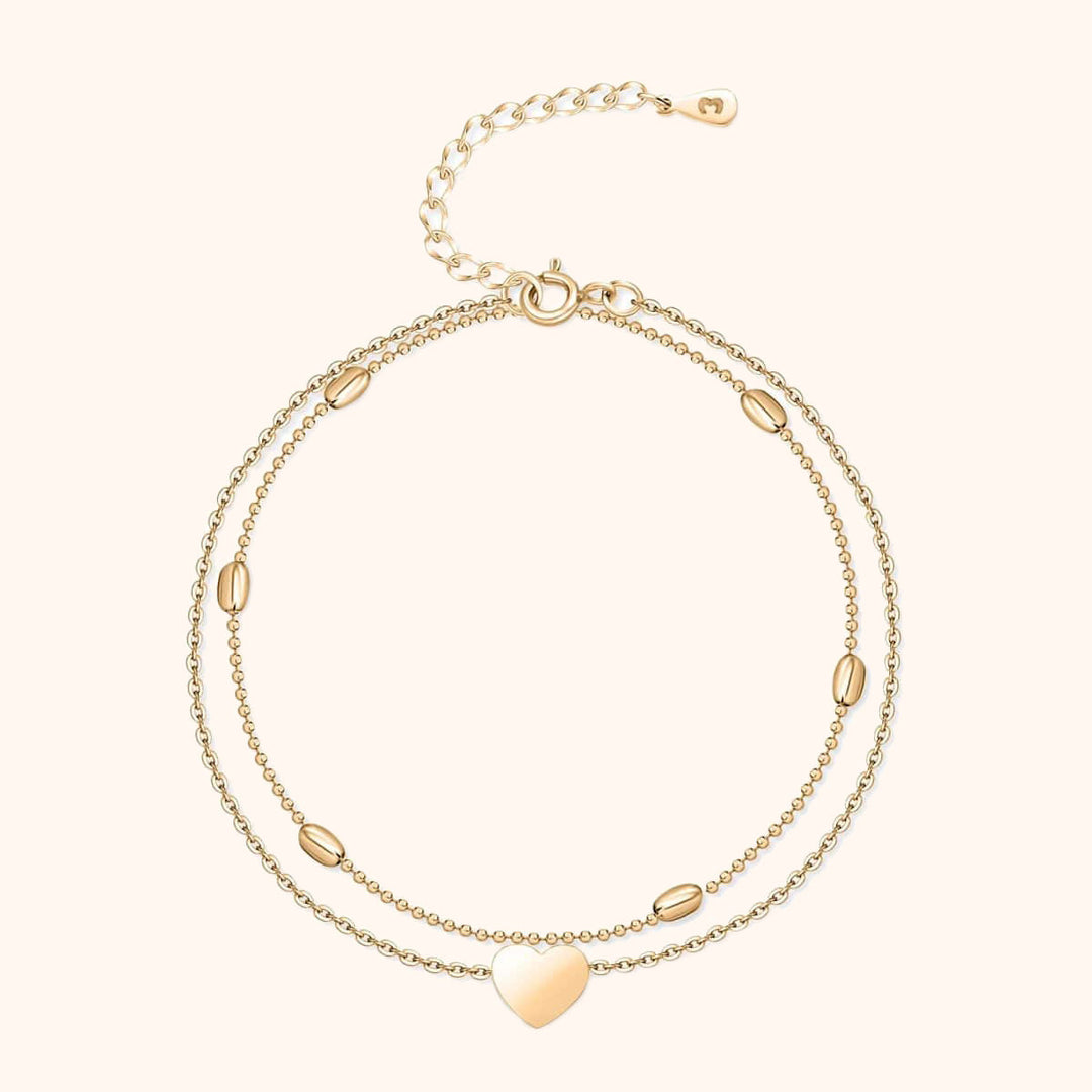 Bracelet Cheville Femme Double Chaîne Détails Cœur 6