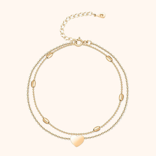 Bracelet Cheville Femme Double Chaîne Détails Cœur 6
