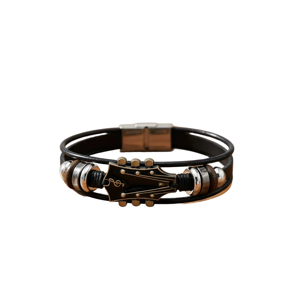 Bracelet en cuir inspiré de la guitare pour hommes et femmes 0